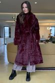 Verbier Premium Faux Fur Coat Burgundy